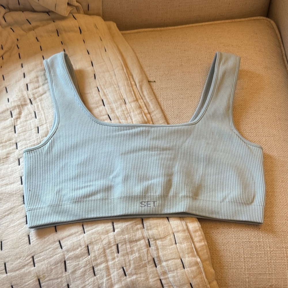 SET Active Ribbed Light Blue Sports Bra